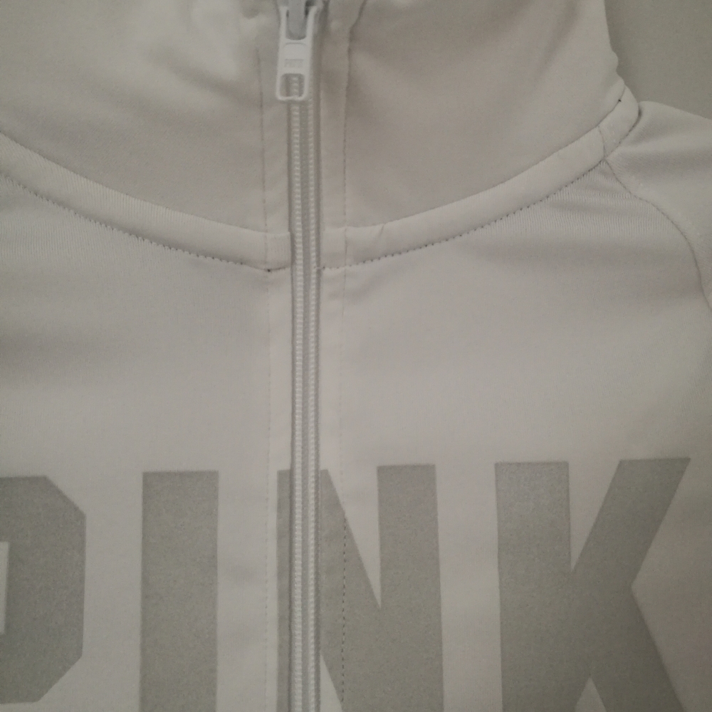 PINK Victoria's Secret white zip sweatshirt small - Picture 3 of 8